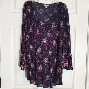 Style and Company boho runic, navy/multi, size M*